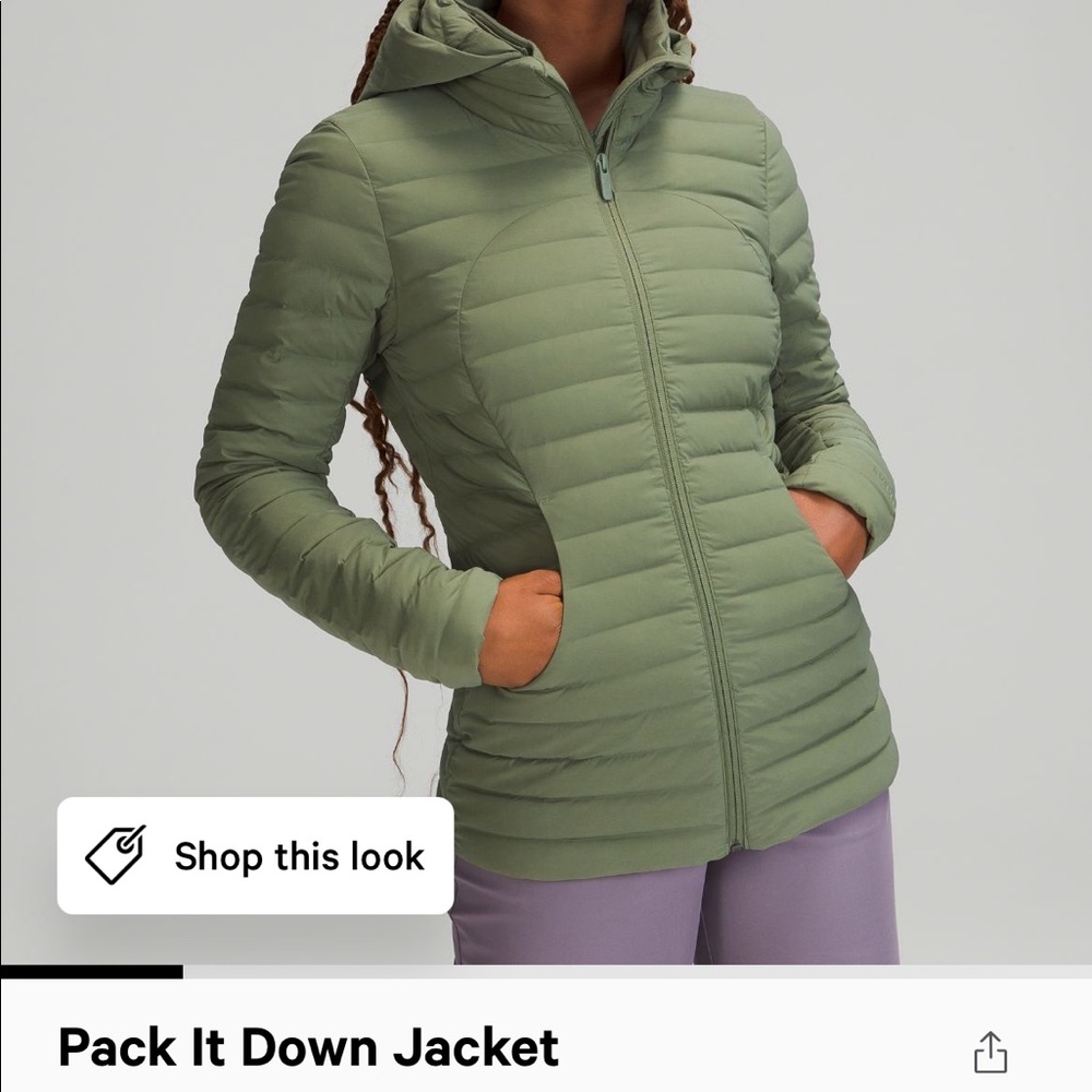 Pack it down jacket in green twill